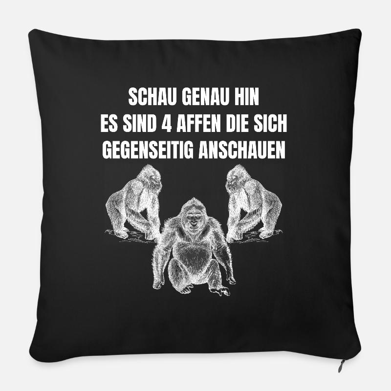4 Affen Die Sich Gegenseitig Anschauen Affe Spruch - Sofakissenbezug 45 x 45 cm - Schwarz
