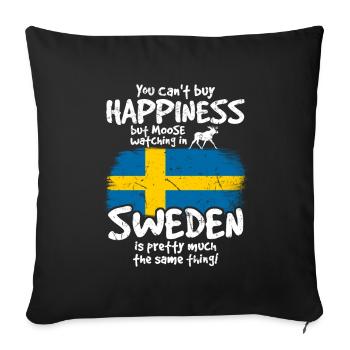 Sweden moose luck - Sofa pillowcase 17,3'' x 17,3'' (45 x 45 cm) - black - Front