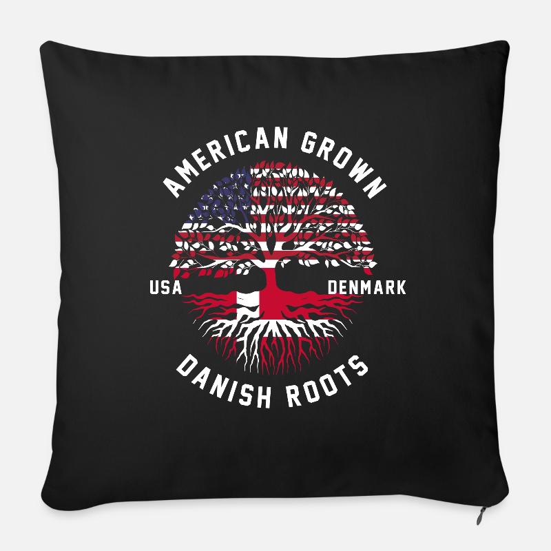 Dänemark Amerika - Sofakissenbezug 45 x 45 cm - Schwarz