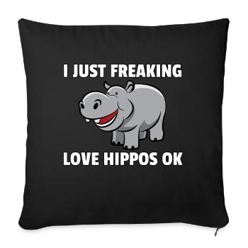 Hippopotame hippopotame safari drôle drôle - Housse de coussin décorative 45 x 45 cm - noir - Devant