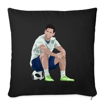 Sitting football - Sofa pillowcase 17,3'' x 17,3'' (45 x 45 cm) - black - Front