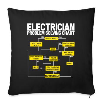 electrician electrical engineering master trainee apprentice - Sofa pillowcase 17,3'' x 17,3'' (45 x 45 cm) - black - Front