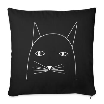 Chat - Housse de coussin décorative 45 x 45 cm - noir - Devant