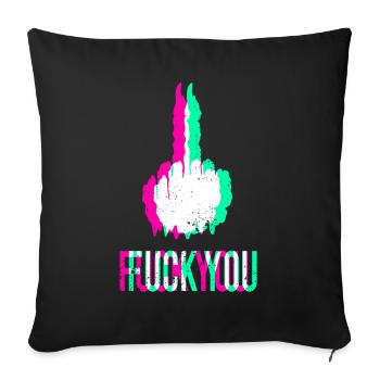 Fuck you middle finger 3D effect fuck you evil - Sofa pillowcase 17,3'' x 17,3'' (45 x 45 cm) - black - Front