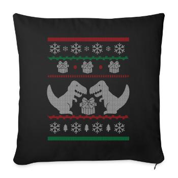 Noël moche dinosaures de Noël dinosaures - Housse de coussin décorative 45 x 45 cm - noir - Devant