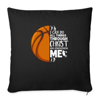 Basketball Basketballer Basket Jesus Christus - Sofakissenbezug 45 x 45 cm - Schwarz - Vorne