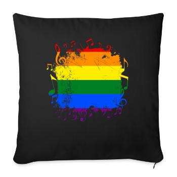 Rainbow Music LGBT Gay Pride - Sofa pillowcase 17,3'' x 17,3'' (45 x 45 cm) - black - Front