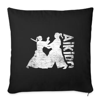 Aïkido combattante cadeau - Housse de coussin décorative 45 x 45 cm - noir - Devant