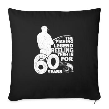 Anglers 60 years 60th birthday fishing gift - Sofa pillowcase 17,3'' x 17,3'' (45 x 45 cm) - black - Front