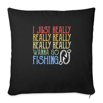 Angler fishing fishing fisherman fish gift - Sofa pillowcase 17,3'' x 17,3'' (45 x 45 cm) - black - Front