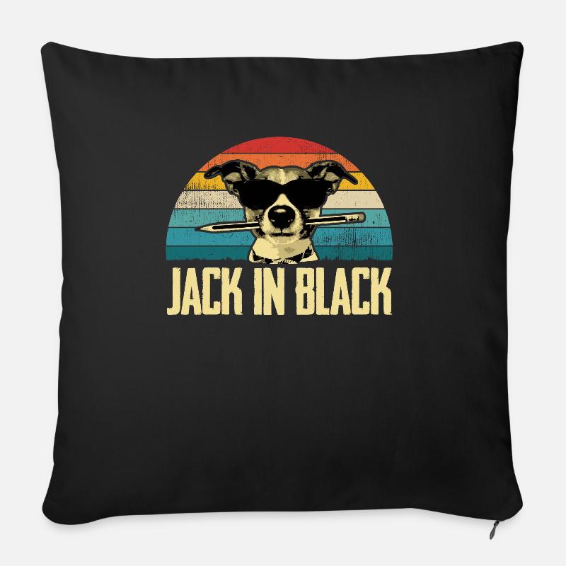 Jack Russel - Jack in Black - Sofakissenbezug 45 x 45 cm - Schwarz