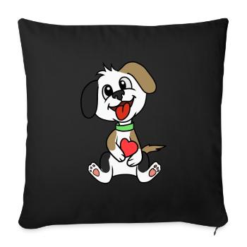 Dog Dogs Pets Heart Dog Friend Child - Sofa pillowcase 17,3'' x 17,3'' (45 x 45 cm) - black - Front