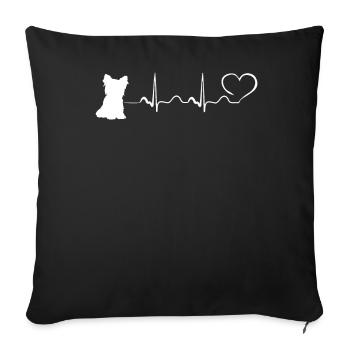 Yorkshire Terrier - Mon coeur bat pour le Yorkshire T - Housse de coussin décorative 45 x 45 cm - noir - Devant
