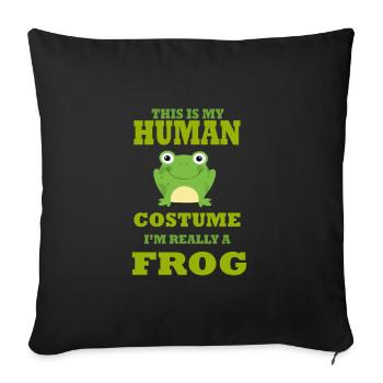 Cadeau animal grenouille - Housse de coussin décorative 45 x 45 cm - noir - Devant