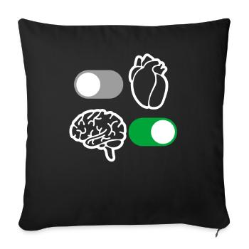Brain and heart reason - Sofa pillowcase 17,3'' x 17,3'' (45 x 45 cm) - black - Front