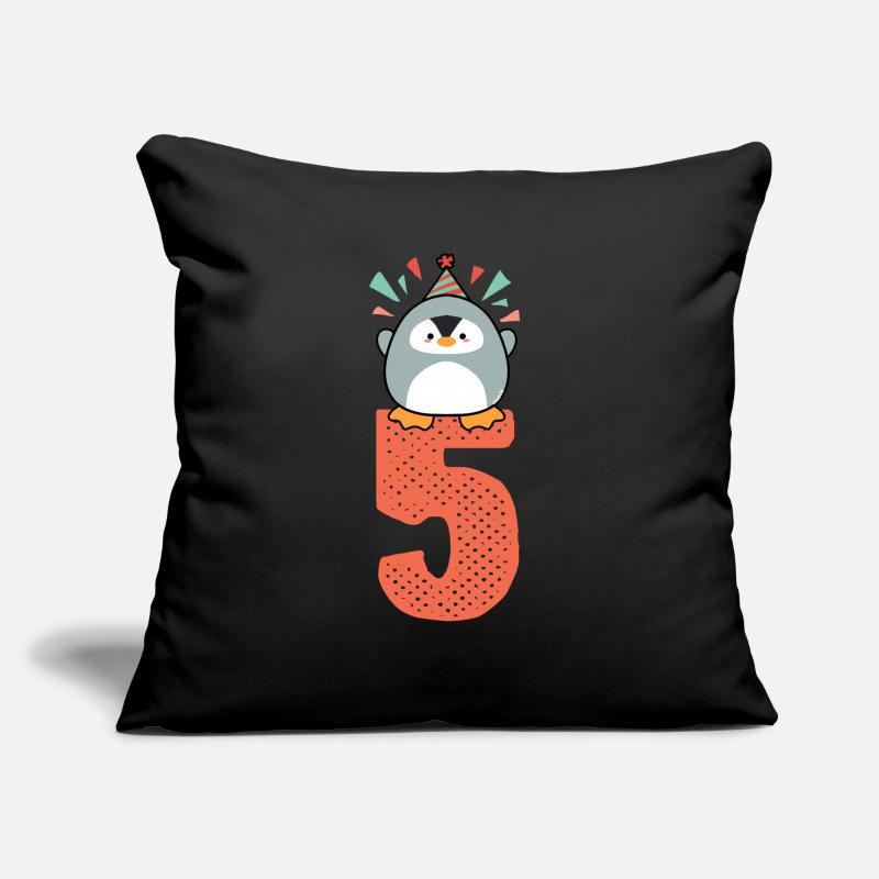 Pinguin 5. Geburtstag Mädchen Sofakissenbezug 45 x 45 cm