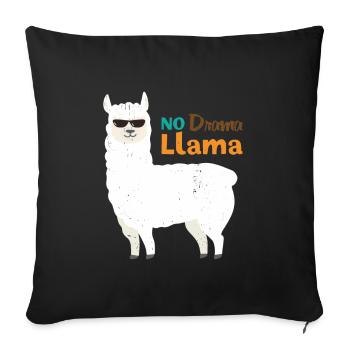 Cadeau animal lama alpaga - Housse de coussin décorative 45 x 45 cm - noir - Devant