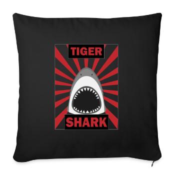 Requin océan fruits de mer - Housse de coussin décorative 45 x 45 cm - noir - Devant