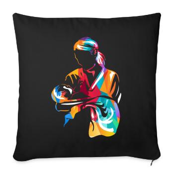 Cadeau sage-femme - Housse de coussin décorative 45 x 45 cm - noir - Devant