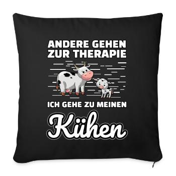 Kuh Therapie lustiges Geschenk - Sofakissenbezug 45 x 45 cm - Schwarz - Vorne