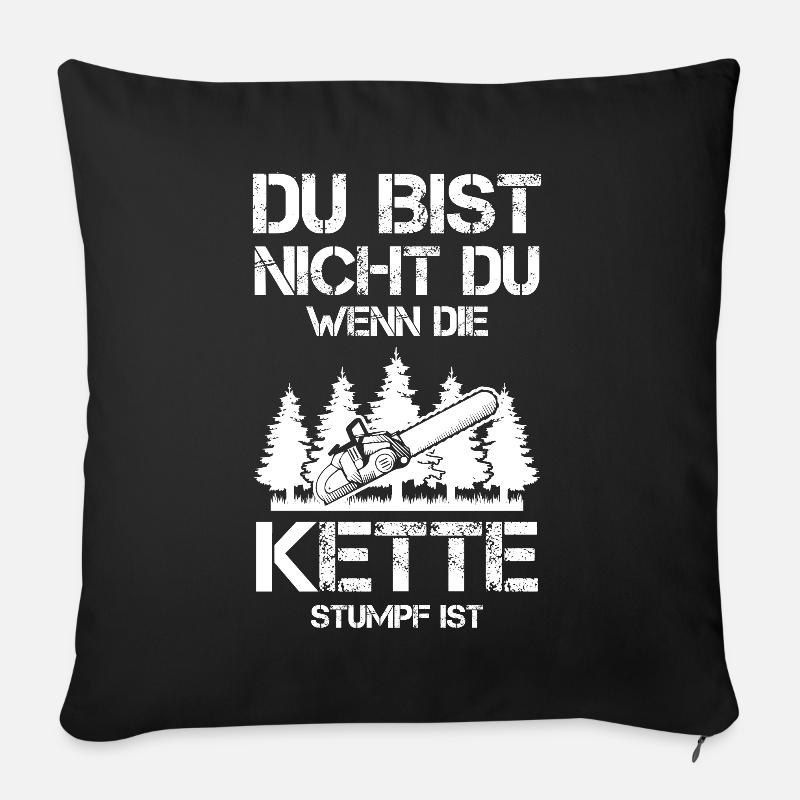 Holzfäller Motorsäge Geschenk - Sofakissenbezug 45 x 45 cm - Schwarz