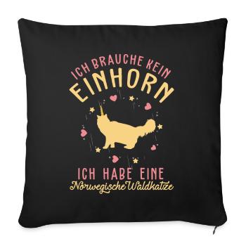 Licorne chat norvégien de forêt - Housse de coussin décorative 45 x 45 cm - noir - Devant