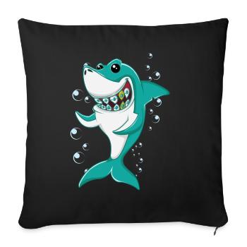 Requin à Bretelles - Housse de coussin décorative 45 x 45 cm - noir - Devant