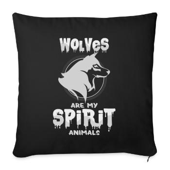 loup - Housse de coussin décorative 45 x 45 cm - noir - Devant