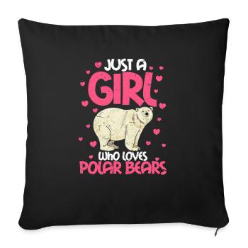 Ours polaire Fille Polaire Ours Polaire Ours Cadeau - Housse de coussin décorative 45 x 45 cm - noir - Devant