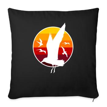 seagulls - Sofa pillowcase 17,3'' x 17,3'' (45 x 45 cm) - black - Front