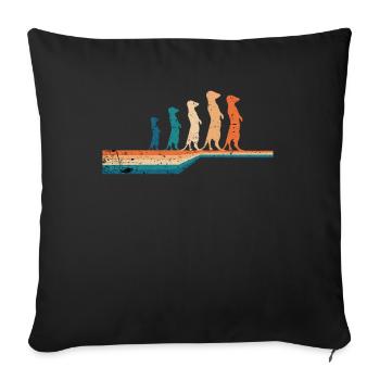 Meerkat vintage animal gift idea - Sofa pillowcase 17,3'' x 17,3'' (45 x 45 cm) - black - Front