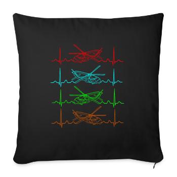 Hubschrauber Herzschlag - Sofakissenbezug 45 x 45 cm - Schwarz - Vorne