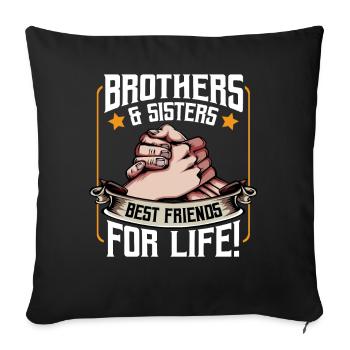 Frère et soeur meilleurs amis disent cadeau - Housse de coussin décorative 45 x 45 cm - noir - Devant