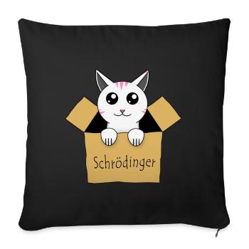 Le chat de Schrödinger dans une boîte - Housse de coussin décorative 45 x 45 cm - noir - Devant