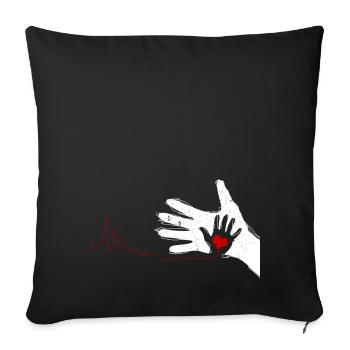 Father and Child Hands Heartbeat Gift - Sofa pillowcase 17,3'' x 17,3'' (45 x 45 cm) - black - Front