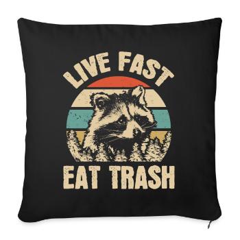 Waschbär Fast Food Müll Vintage Camper Geschenk - Sofakissenbezug 45 x 45 cm - Schwarz - Vorne