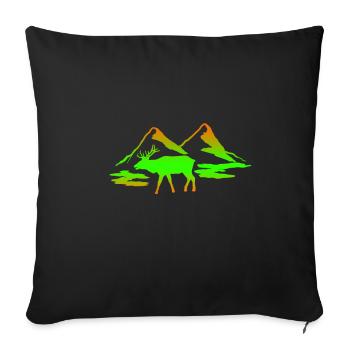 Elch Tier Geschenk - Sofakissenbezug 45 x 45 cm - Schwarz - Vorne