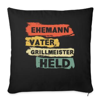 Father Father's Day Papa Husband Grill Master Grilling - Sofa pillowcase 17,3'' x 17,3'' (45 x 45 cm) - black - Front