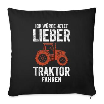Récolte tracteur - Housse de coussin décorative 45 x 45 cm - noir - Devant