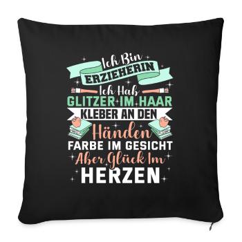 Lustiges Erzieherin Kinder Kindergarten Geschenk - Sofakissenbezug 45 x 45 cm - Schwarz - Vorne