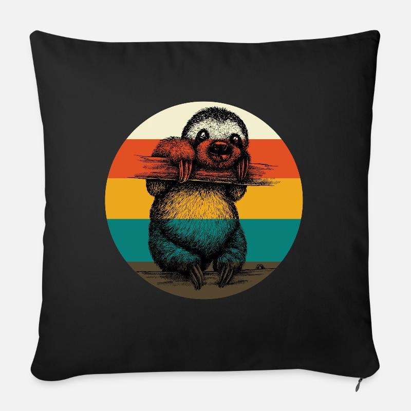 Sloth Faultier Vintage - Sofakissenbezug 45 x 45 cm - Schwarz
