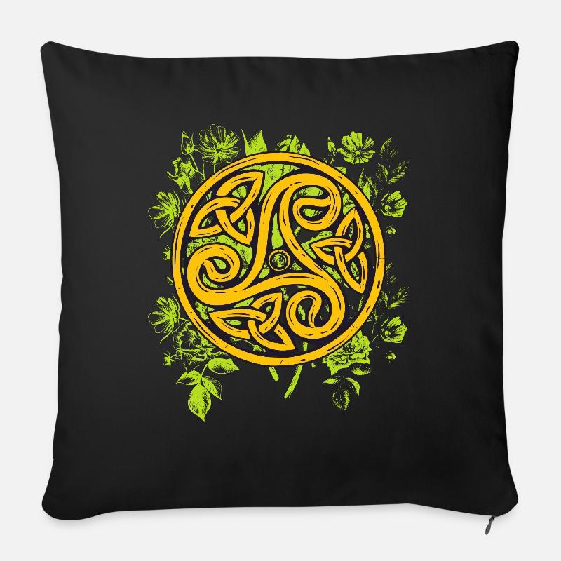 Symbole celtique triskele - Housse de coussin décorative 45 x 45 cm - noir