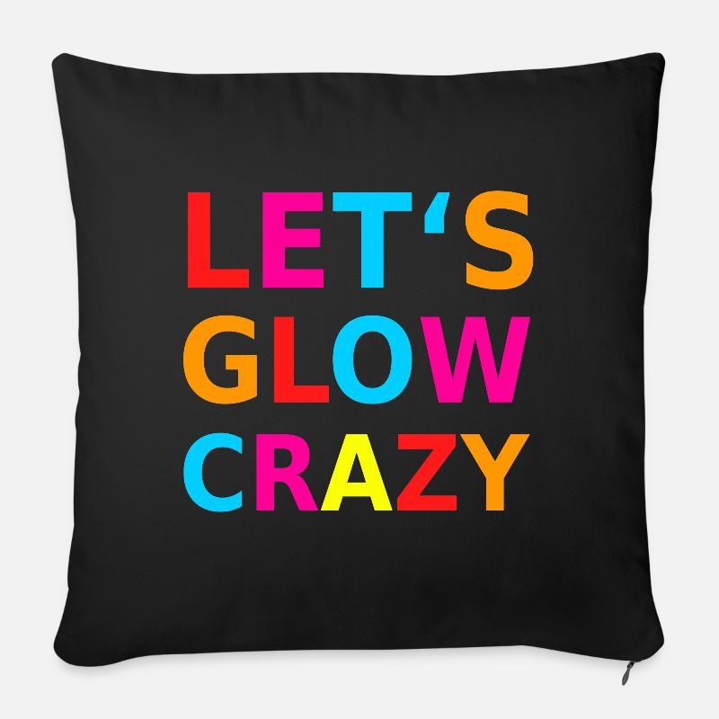 Let's Glow Crazy Retro Neon Party Blacklight - Sofa pillowcase 17,3'' x 17,3'' (45 x 45 cm) - black