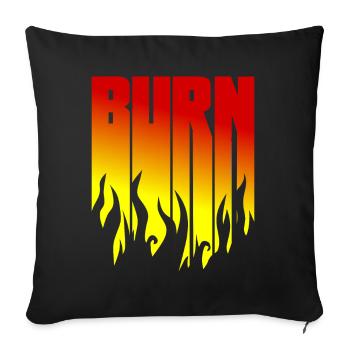 BURN - Schwarze Flammen - Flamme - Sofakissenbezug 45 x 45 cm - Schwarz - Vorne
