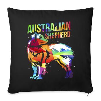 Australian Shepherd - Housse de coussin décorative 45 x 45 cm - noir - Devant
