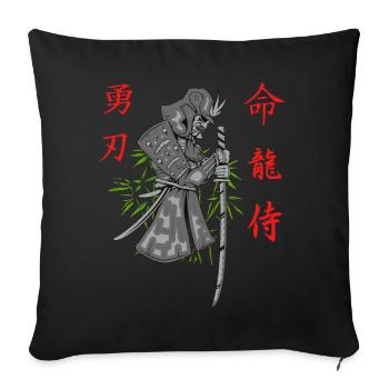 Japon guerrier samouraï - Housse de coussin décorative 45 x 45 cm - noir - Devant