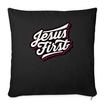 Jésus Premier Pray Prier Dieu foi religion - Housse de coussin décorative 45 x 45 cm - noir - Devant