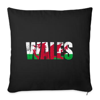 Cadeau de voyage pays Pays de Galles - Housse de coussin décorative 45 x 45 cm - noir - Devant