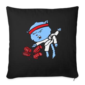 Karate Katze - Sofakissenbezug 45 x 45 cm - Schwarz - Vorne