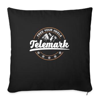 Telemark Ski Heel Free Retro - Sofa pillowcase 17,3'' x 17,3'' (45 x 45 cm) - black - Front
